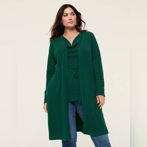 LANE BRYANT Dark Green Open Front Cardigan-Duster...Size:18/20